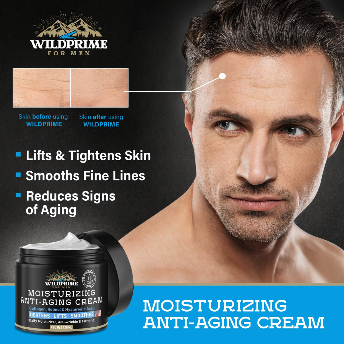 WildPRIME Men's Face Moisturizer Cream 4 oz side view