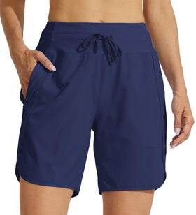 Willit Women's 7-inch Athletic Running Shorts on model during workout