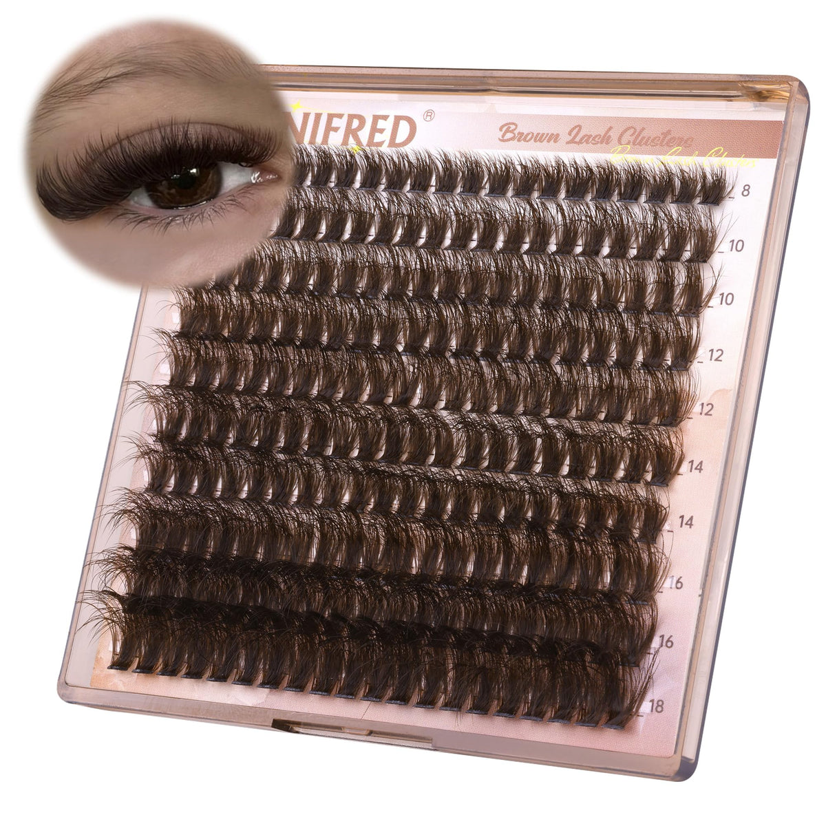 Winifred Brown Lash Clusters 8-18mm front view