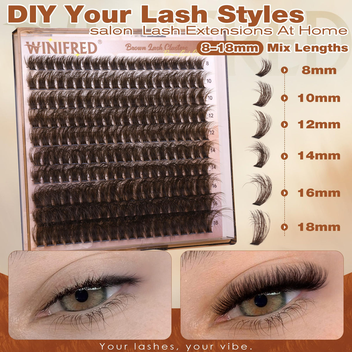 Winifred Brown Lash Clusters in lash tweezers