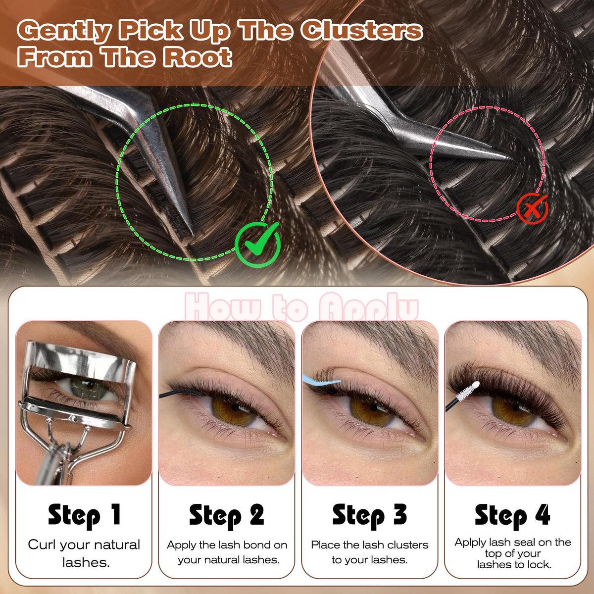 Winifred Brown Lash Clusters with makeup tools