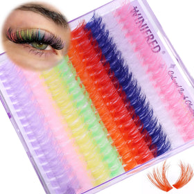 Winifred Colored Lash Clusters 16MM front view with various vibrant colors
