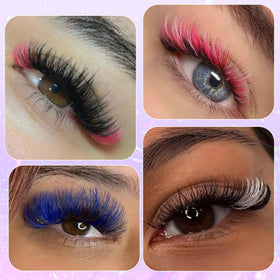 Winifred Colored Lash Clusters displayed on a vanity