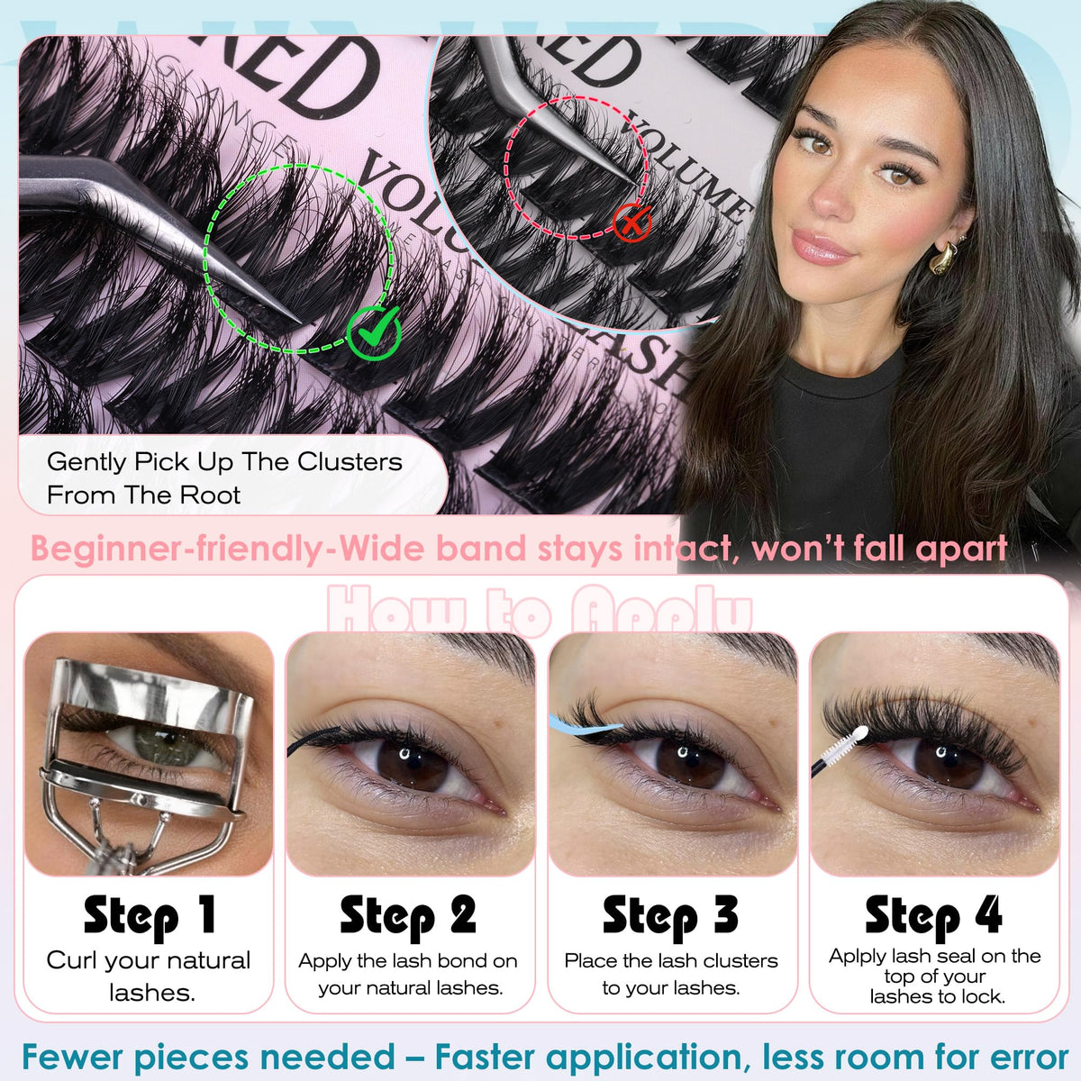 Winifred Fluffy Lash Clusters on display with beauty tools