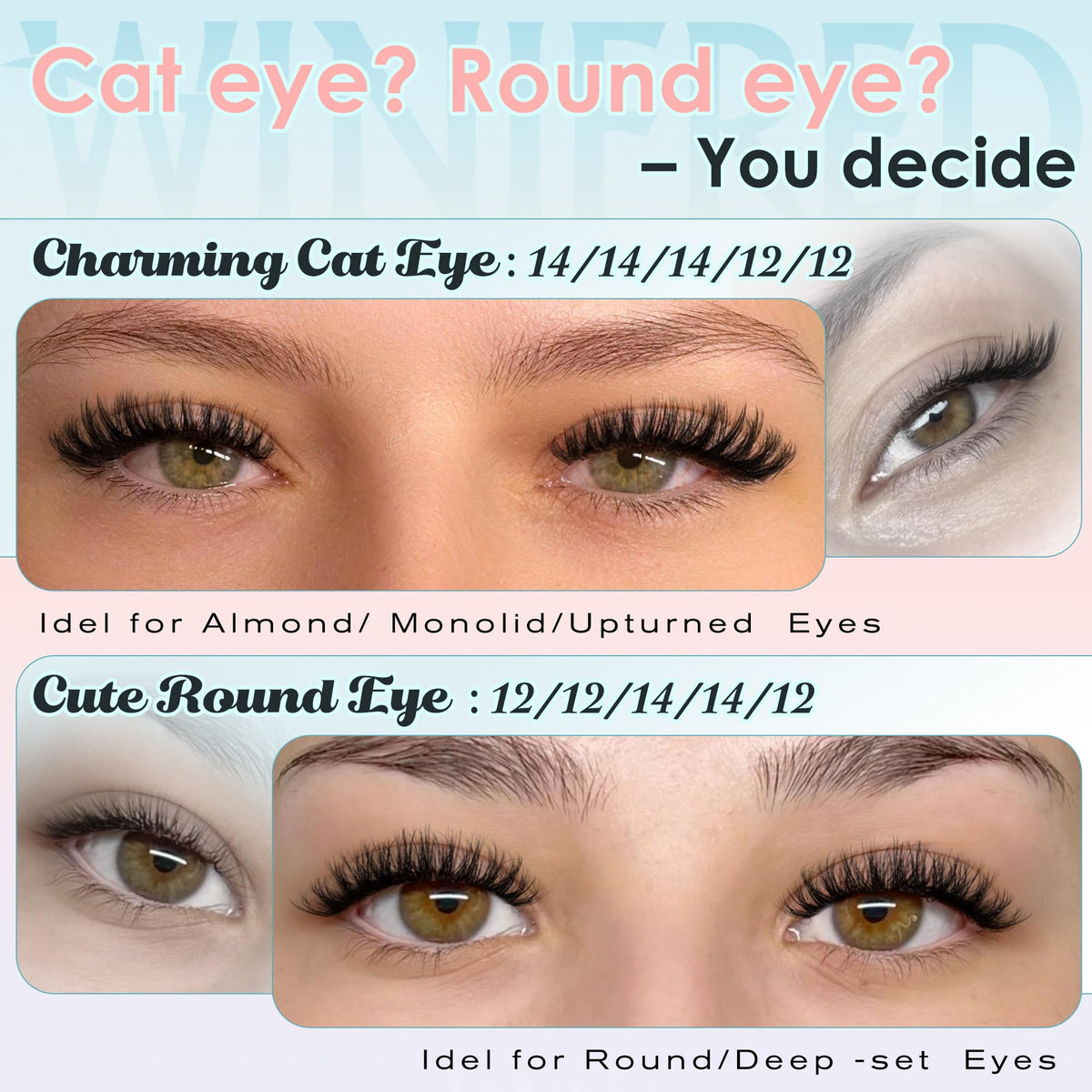 Winifred Fluffy Lash Clusters side view displaying length