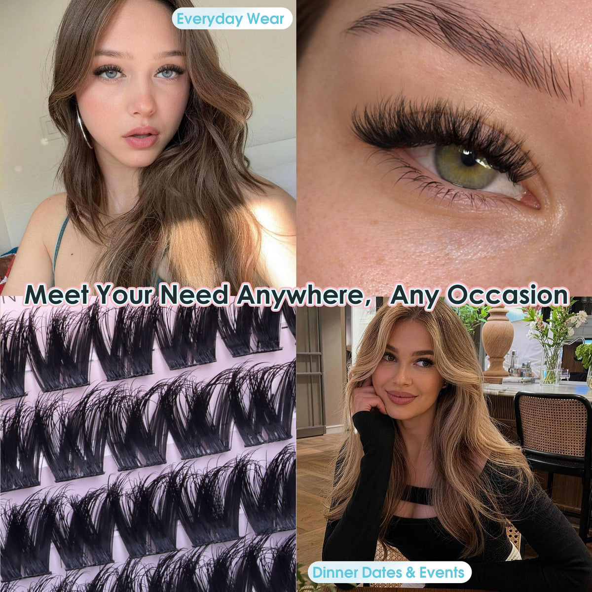 Winifred Fluffy Lash Clusters with natural lashes
