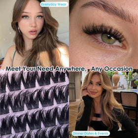 Winifred Fluffy Lash Clusters with natural lashes