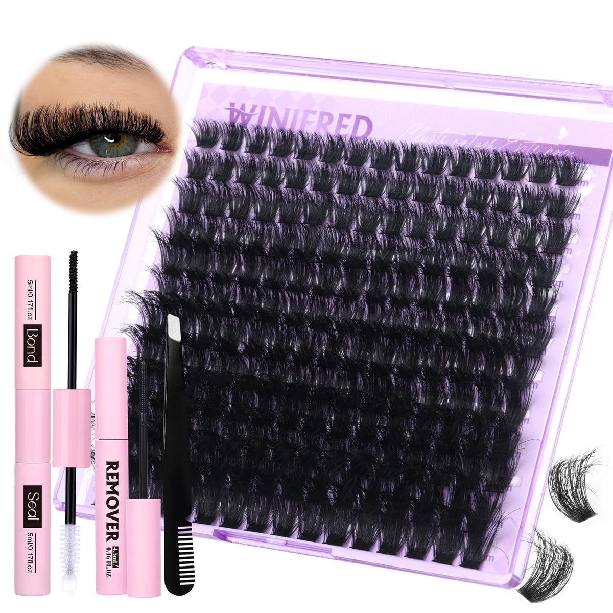 Winifred Lash Extension Kit with 240 thick mink lash clusters