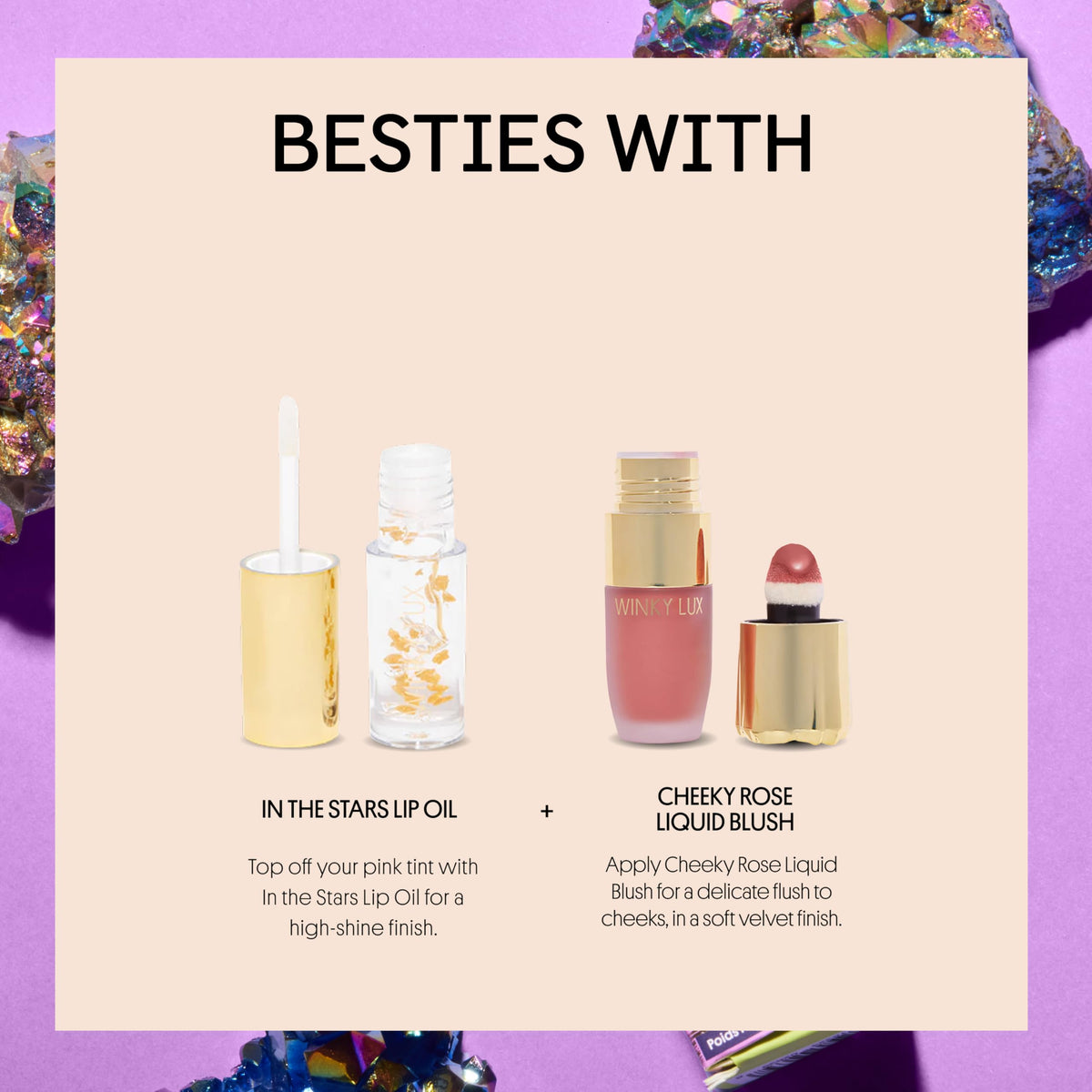 Winky Lux Aurora Glimmer Balm lifestyle scene with tropical background