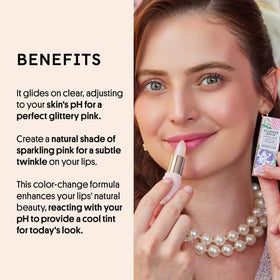 Winky Lux Balm swatched on lips showcasing personalized pink hue
