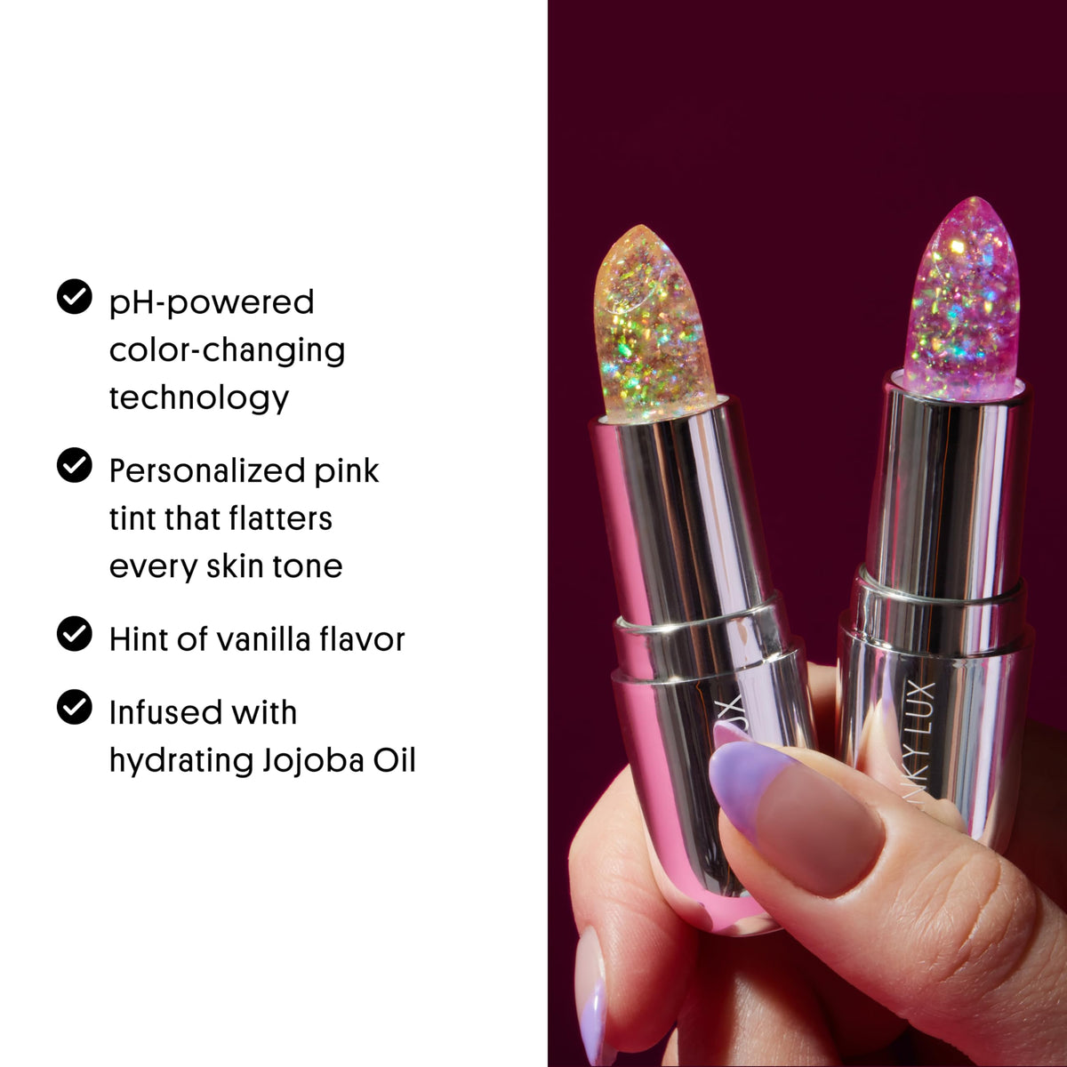 Winky Lux Lavender Glitter Confetti Balm in a beauty setup
