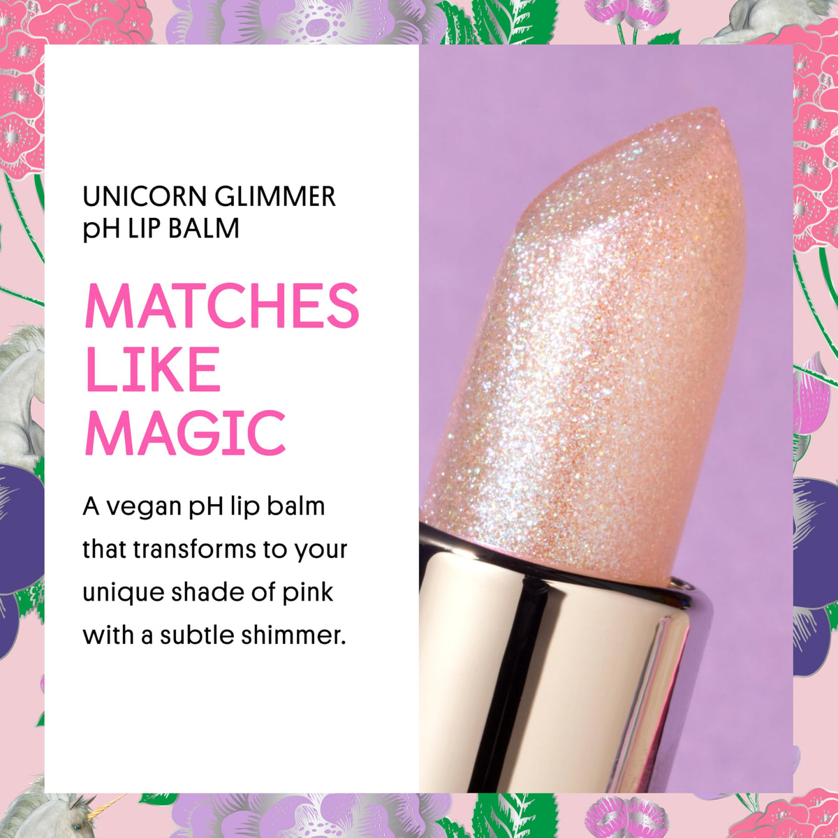 Winky Lux Unicorn Glimmer Balm showing the crystal clear balm with micro glitter
