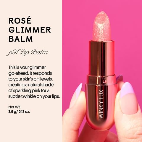 Winky Lux Unicorn & Rosé Glimmer Balm open with visible glitter