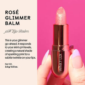 Winky Lux Unicorn & Rosé Glimmer Balm open with visible glitter