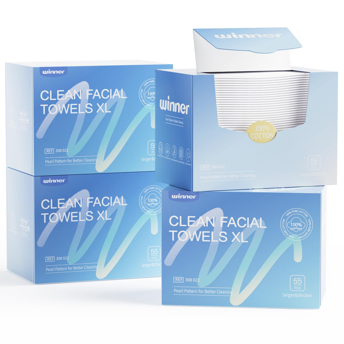Winner Face Towels XL 220 Count packaging front view