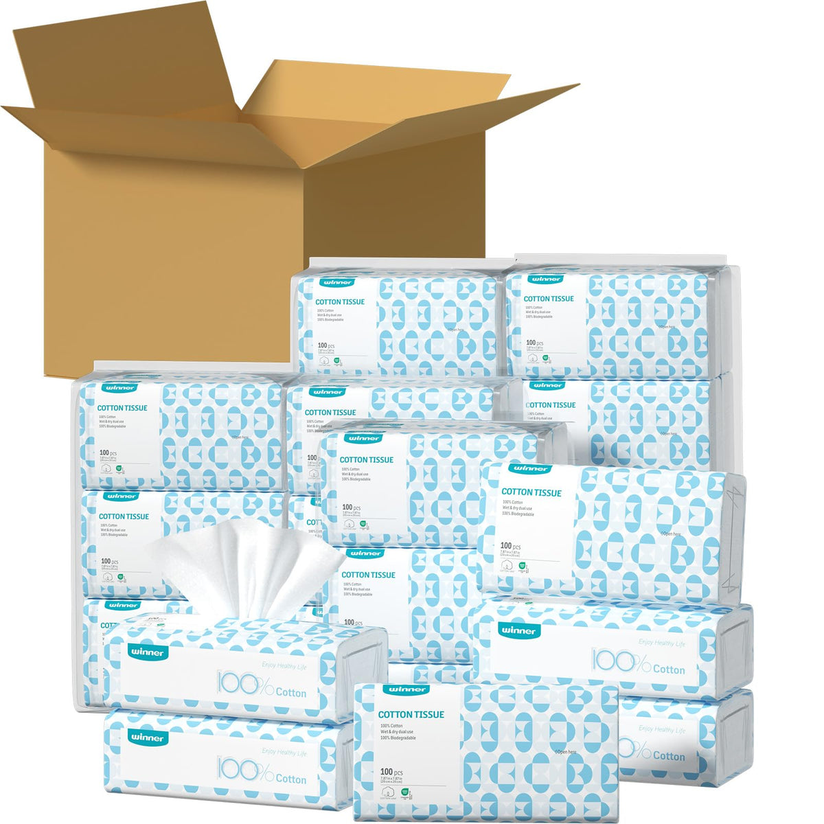 Winner Soft Face Towels case front view with 3600 count