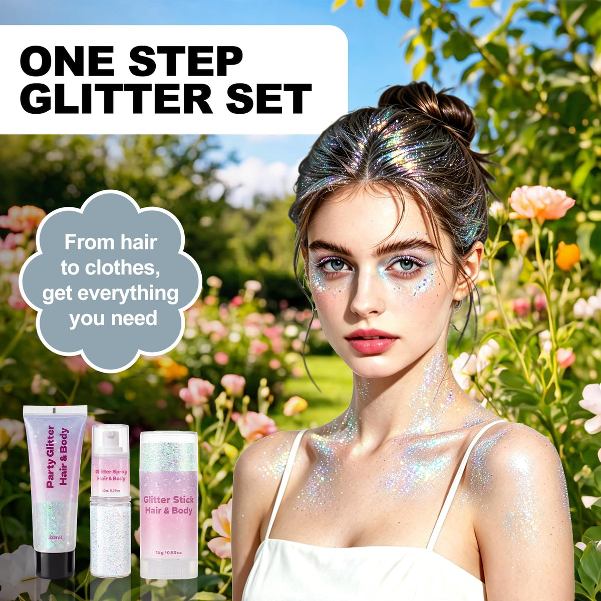 WITOROR glitter spray bottle with fine shimmer