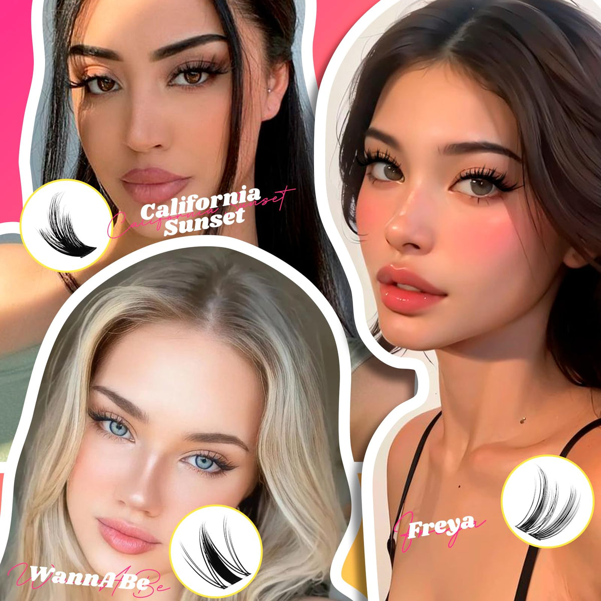 WiWiLINK California Sunset Lash Clusters with lash applicator