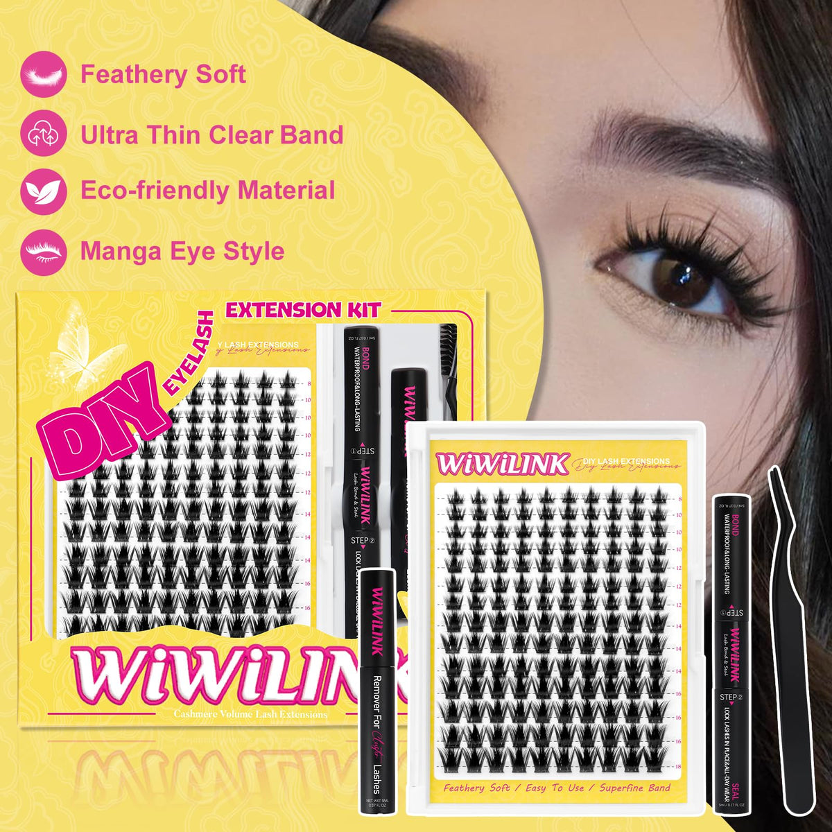WiWiLINK California Sunset Lash Kit side view with packaging