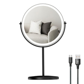 WIZCHARK 8-inch lighted makeup mirror front view with 1X and 10X sides