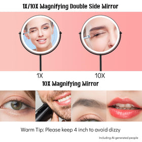 WIZCHARK 8-inch makeup mirror side view highlighting the USB charging port