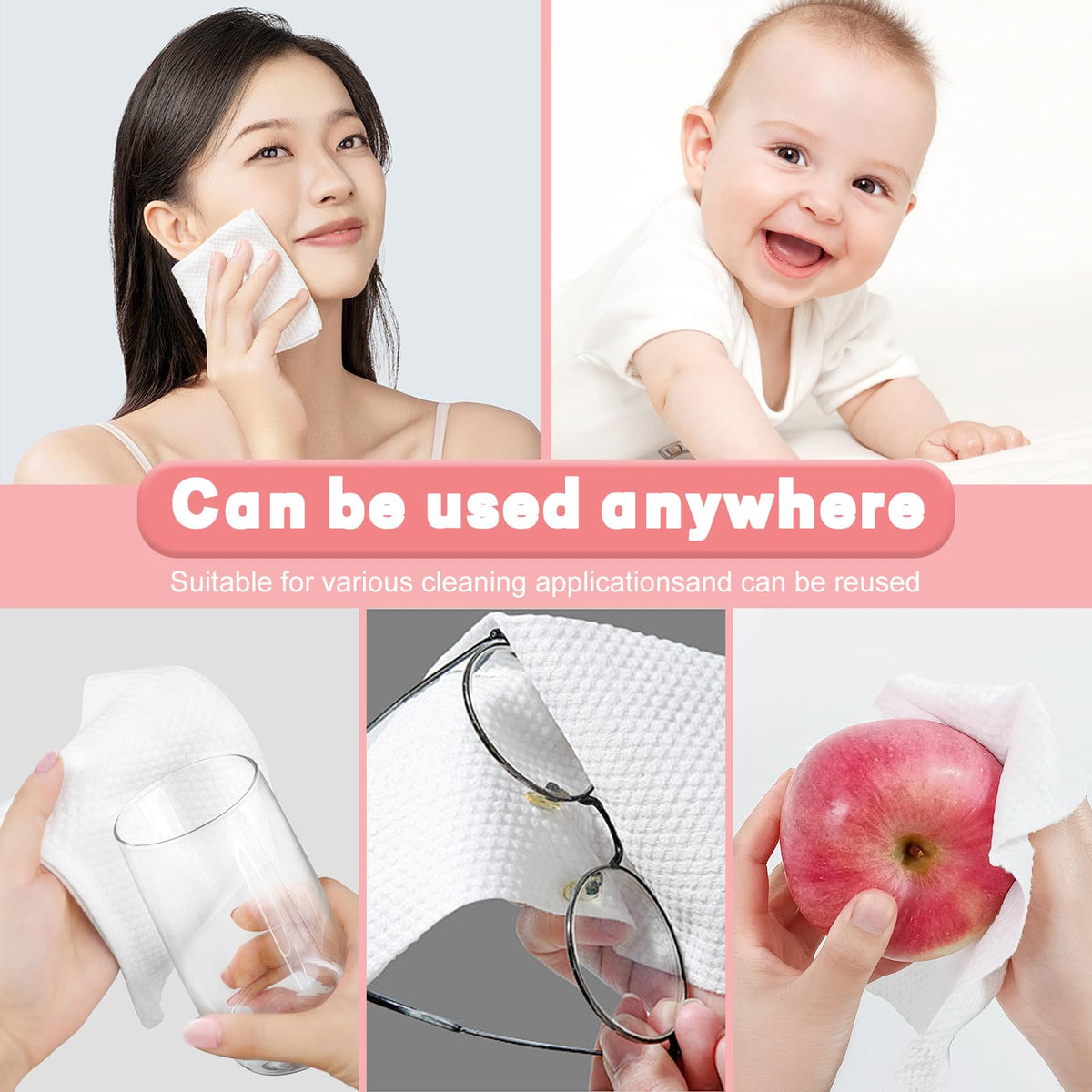 WMQL Disposable Face Towels large size comparison