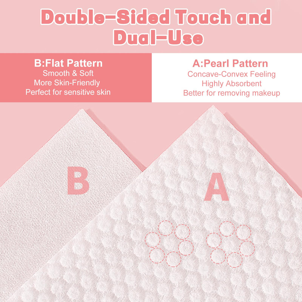 WMQL Disposable Face Towels side view showing double-sided texture