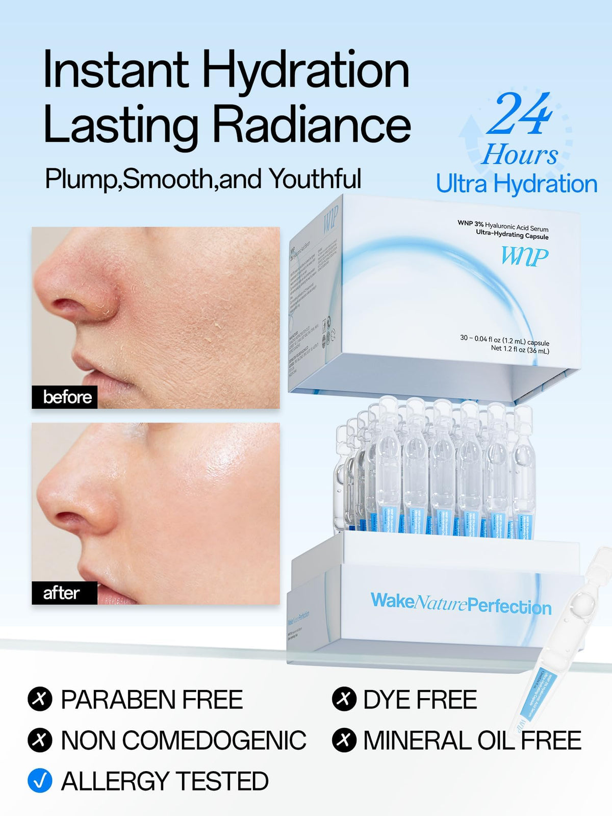 WNP Hyaluronic Acid Serum ampoule close-up