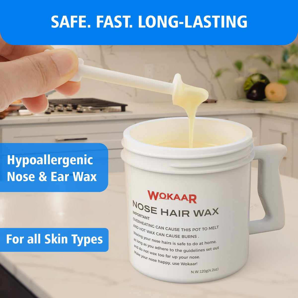 Wokaar Nose Wax Kit with mustache guards and balm wipes