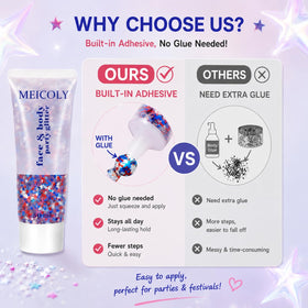 Woman applying MEICOLY body glitter for 4th of July