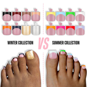 Woman applying NOVO OVO French Tip Toe Nail Tips