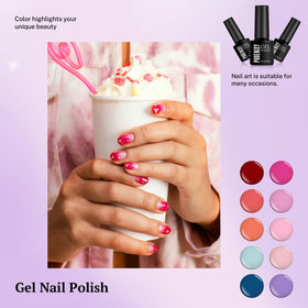 Woman applying phoenixy gel nail polish at home