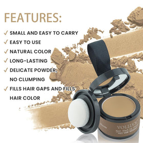 Woman applying VOLLUCK Root Touch Up Powder