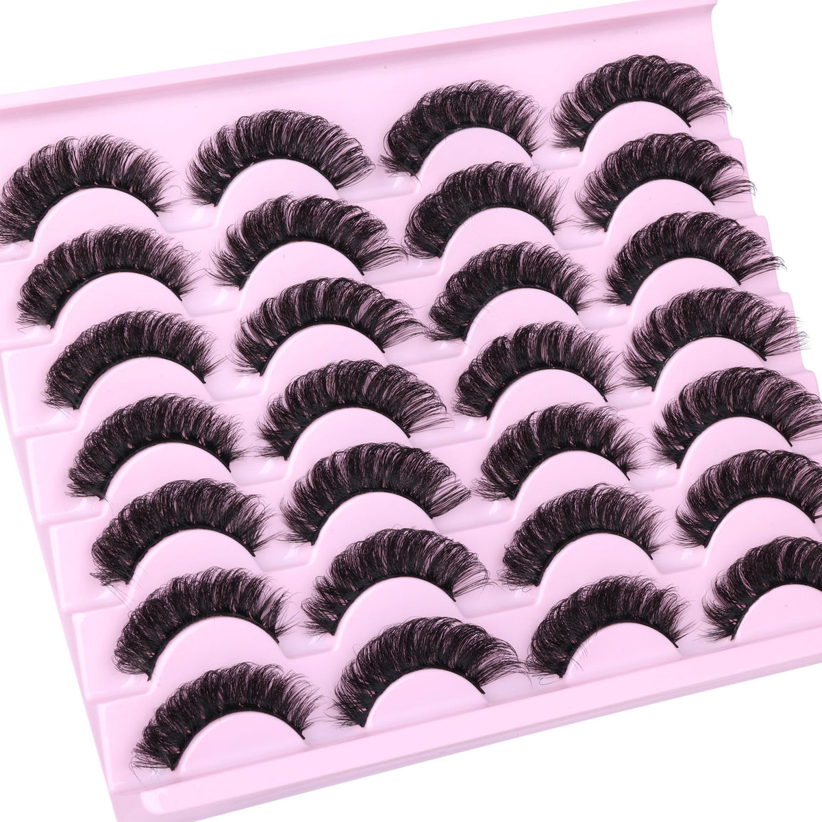 Woman applying zanlufly false eyelashes in a mirror