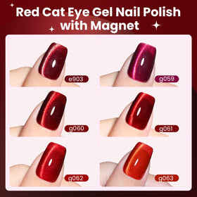 woman showing off nails with beetles Cat Eye polish