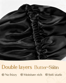 Woman wearing YANIBEST Satin Bonnet during skincare routine