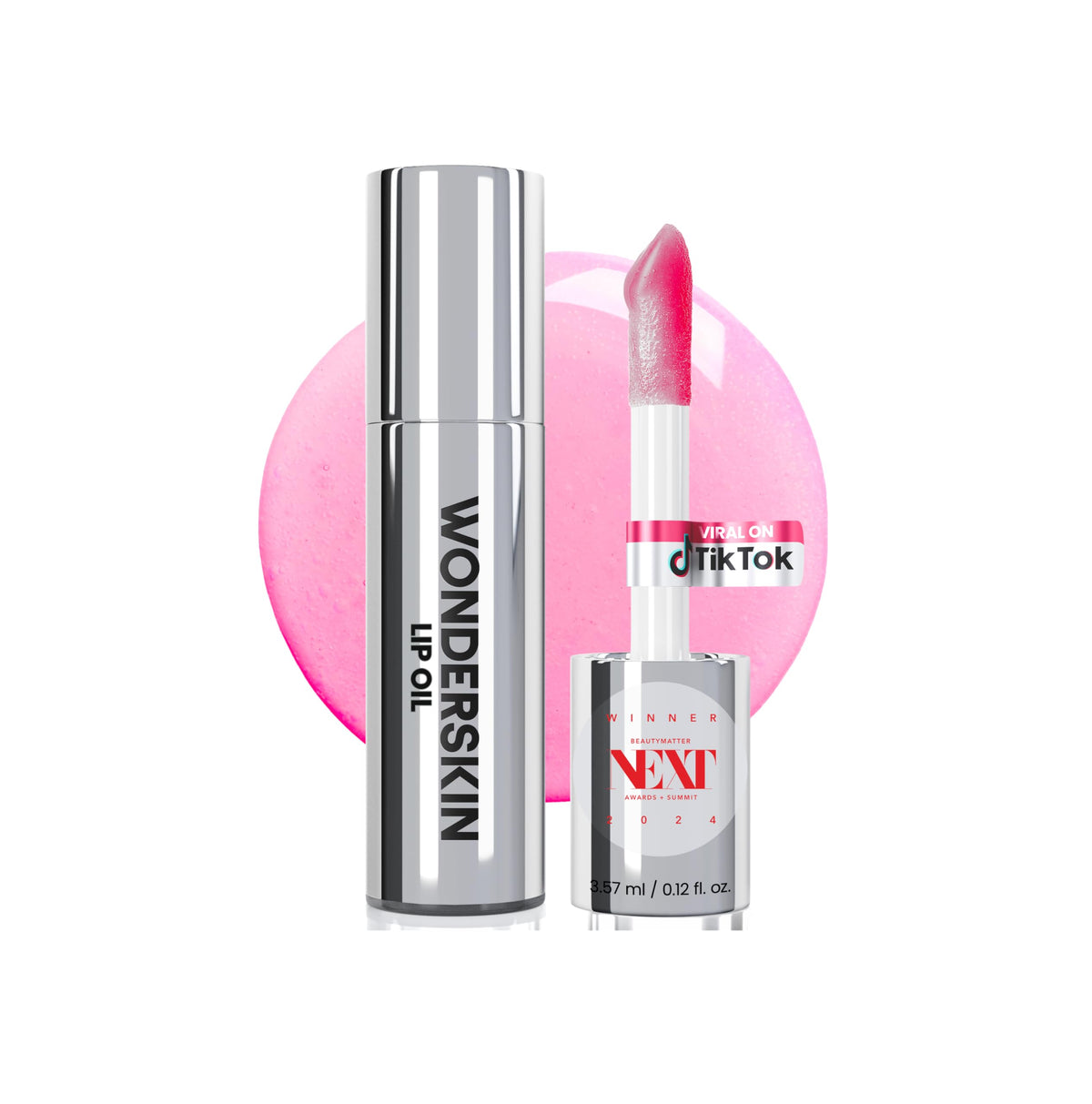 Wonderskin Lip Oil Rehab Serum front view with clear packaging
