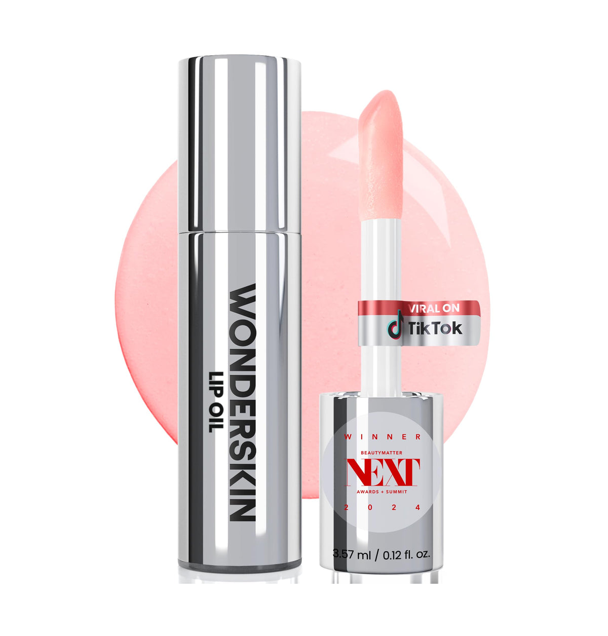 Wonderskin Lip Oil Rehab Serum front view with tinted applicator