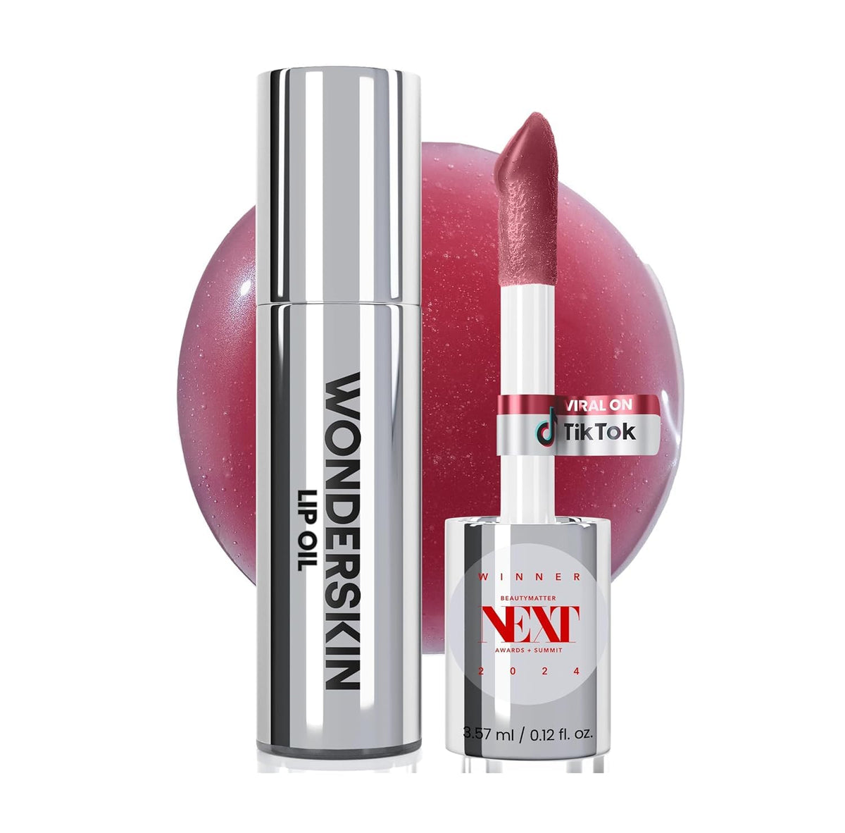 Wonderskin Lip Oil Rehab Serum front view with tinted oil