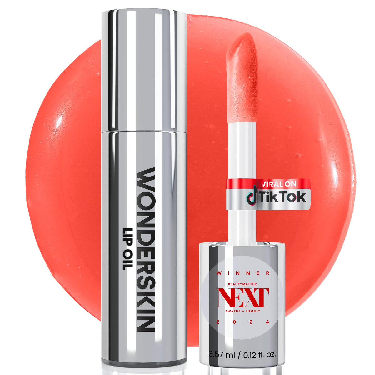 Wonderskin Lip Oil Rehab Serum front view with tinted oil