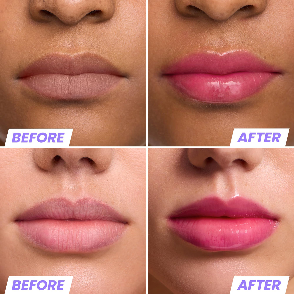 Wonderskin Lip Oil Rehab Serum showing colour change on lips