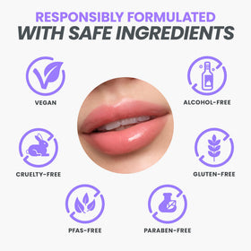 Wonderskin Lip Oil Rehab Serum with ingredients display