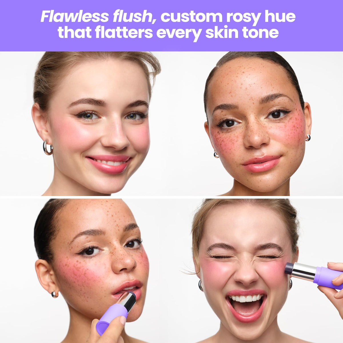 Wonderskin pH-Activated Cream Blush Stick swatched on skin