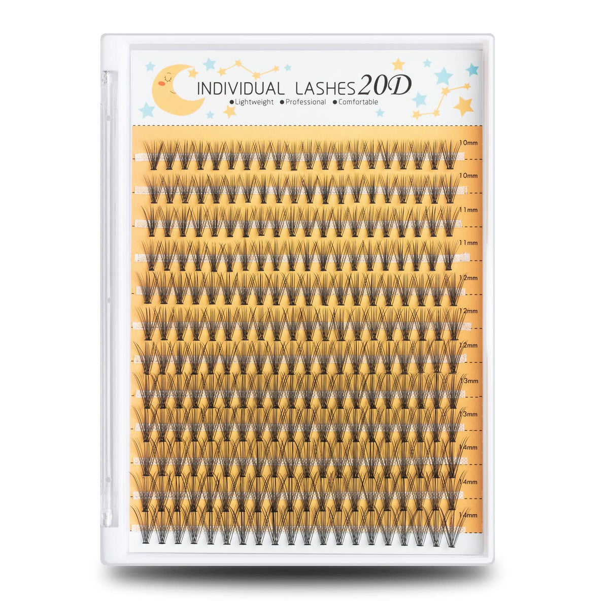 WONSIS 20D Lash Clusters front view with mixed lengths