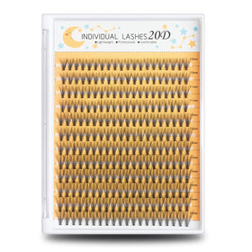 WONSIS 20D Lash Clusters front view with mixed lengths