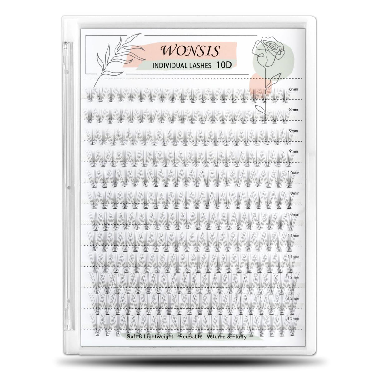 WONSIS Individual Lash Clusters front view with 240 pieces