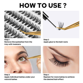 WONSIS Individual Lashes in a beauty setup with makeup products