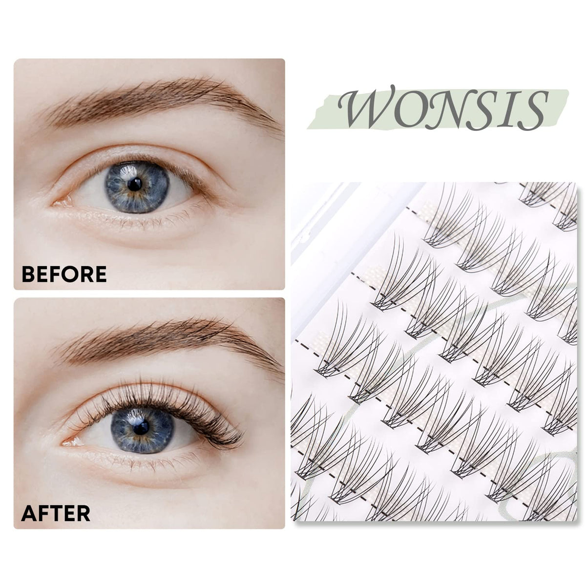 WONSIS Individual Lashes showing different lash lengths