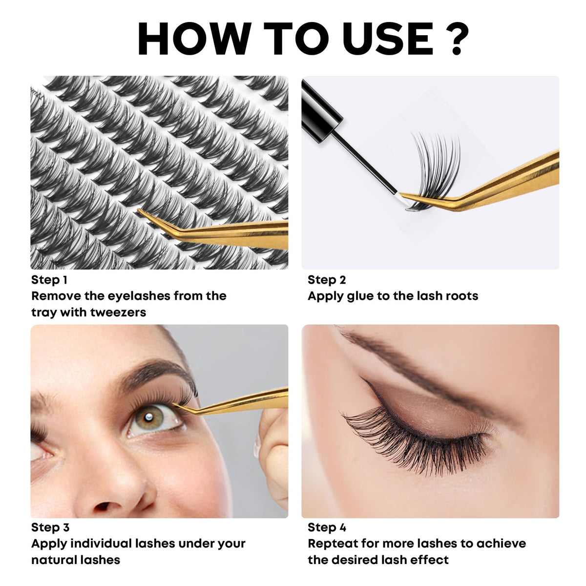 WONSIS lashes in various lengths from 8mm to 16mm