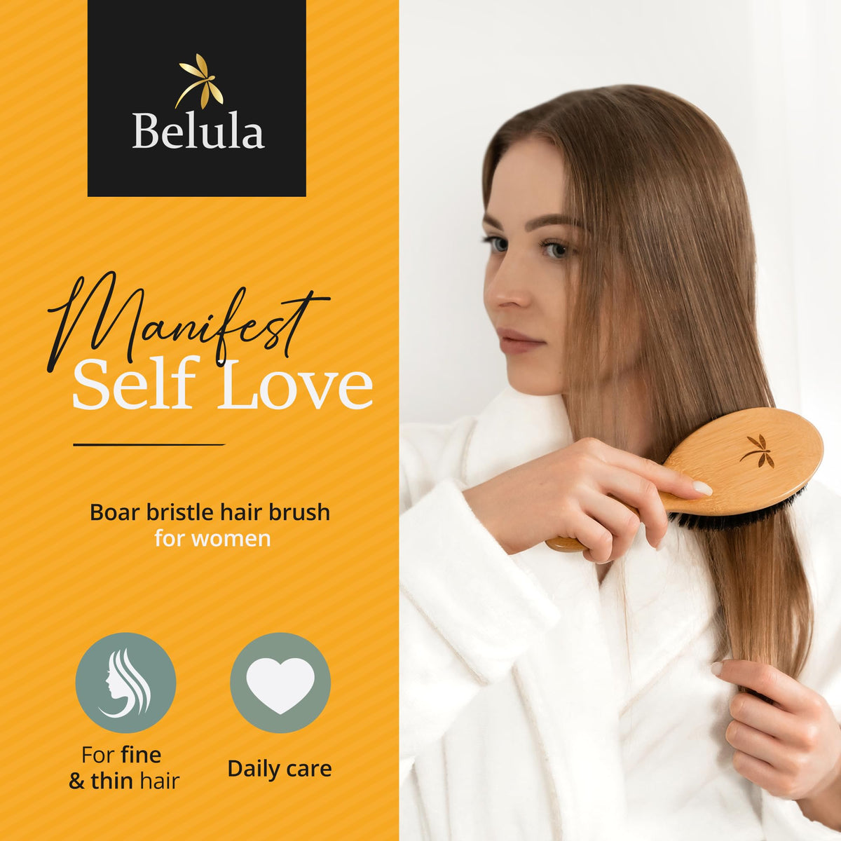 Wooden comb included in Belula hair brush set